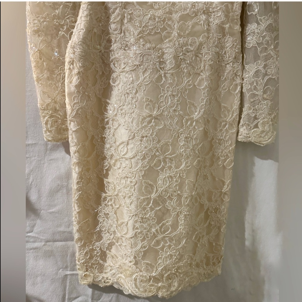 Vintage Jim Hjelm “A Private Collection” NY Beaded Lace Dress 1980 Couture Ivory - Picture 8 of 12